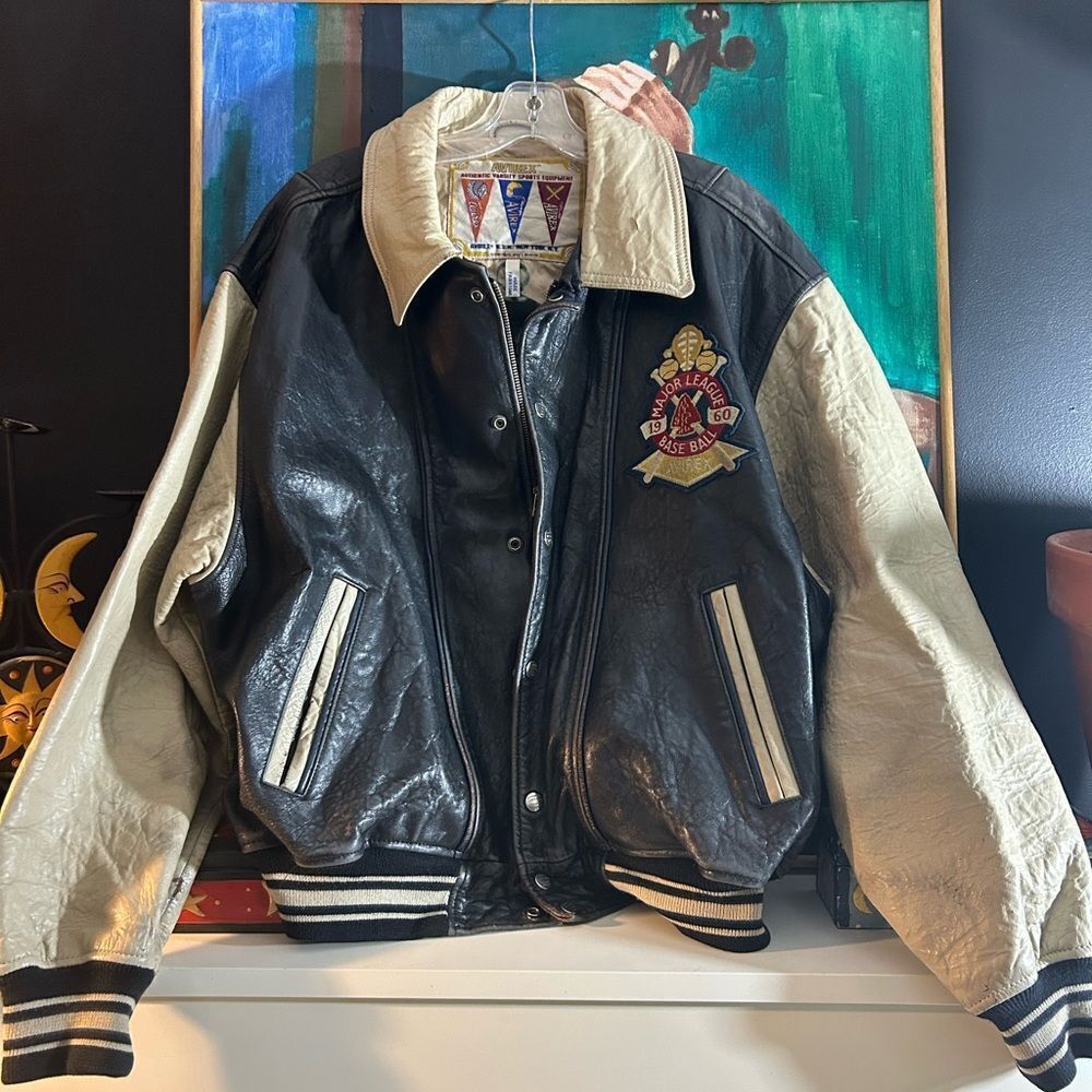 Rare Avirex Chief High Hawk American Team Leather Jacket Indian Head XL